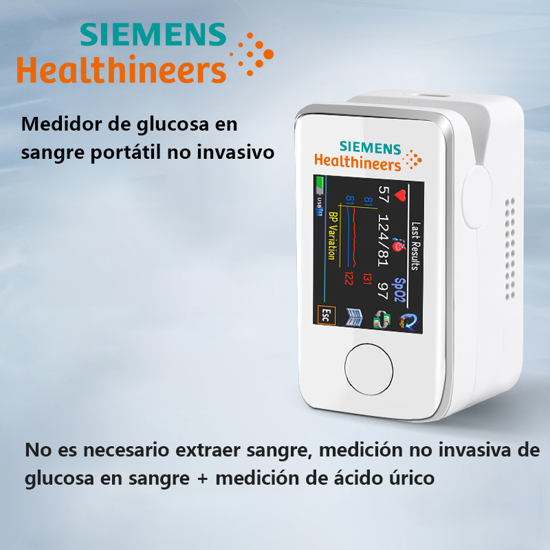 [Medidor de glucosaen sangremultifuncional noinvasivo] Detecciónde glucosa ensangre, detección defrecuencia cardiaca,detección detemperaturacorporal, grabaciónde datos, pantallatáctil grande,conexión Bluetooth